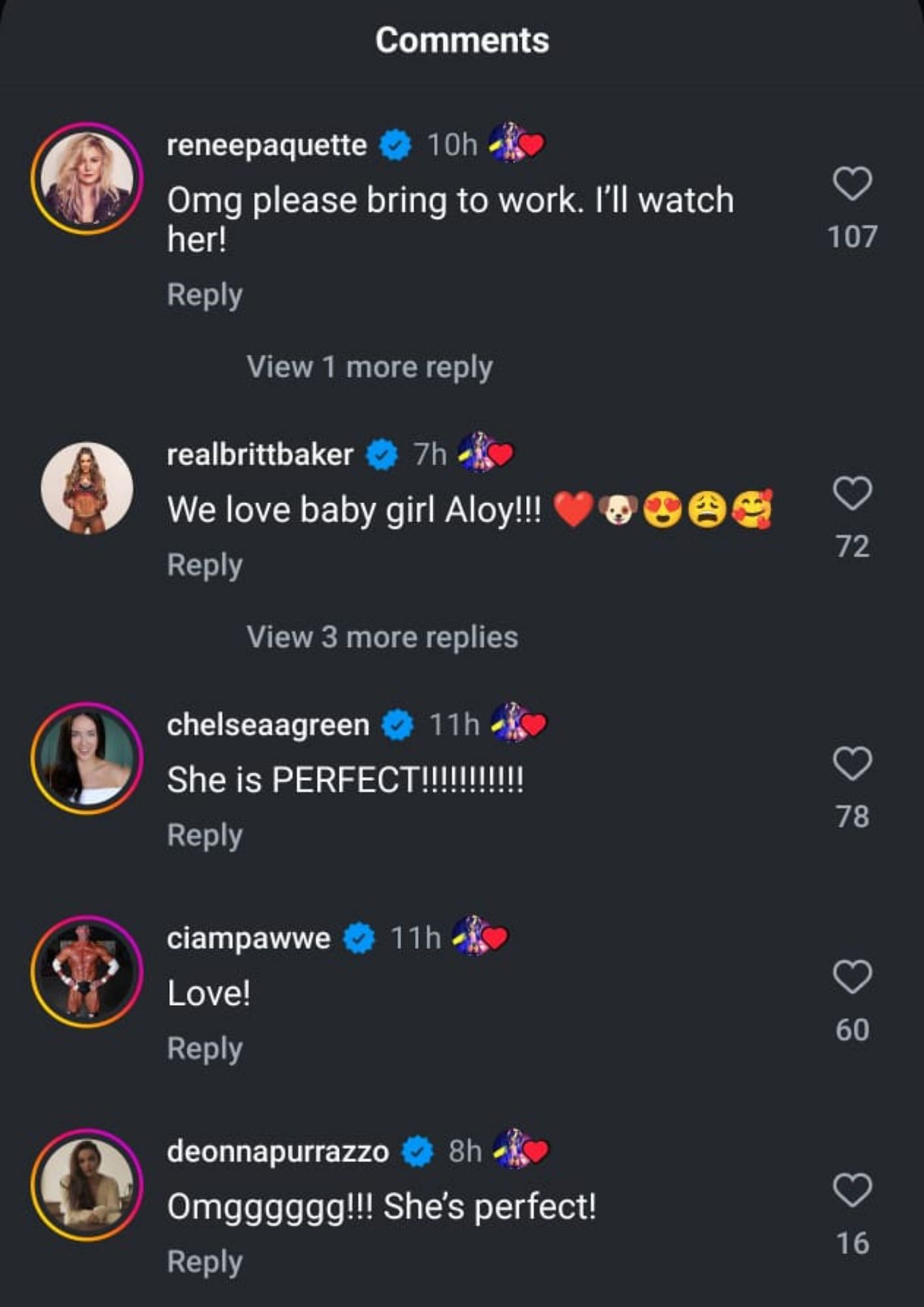Star reactions on Instagram.